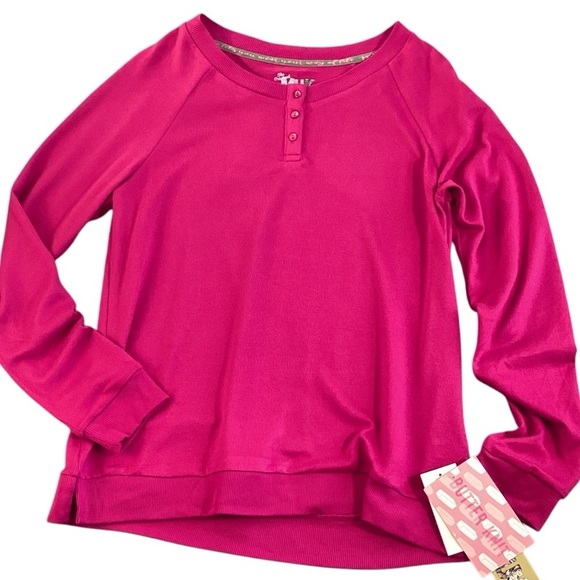 Muk Luks Tops - NWT Muk Luks Butter Knit Henley Lounge Top, Wine Color - Size Medium
